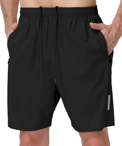 image1 UUMIAER Mens Athletic Gym Shorts laid flat showing the quick-dry polyester and mesh panels