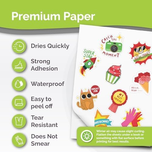 Close-up of the thick matte vinyl sticker sheet and its self-adhesive backing