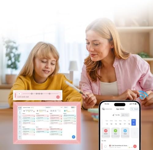 review-3-6 YosaToo digital calendar mounted on a wall in family photo frame mode
